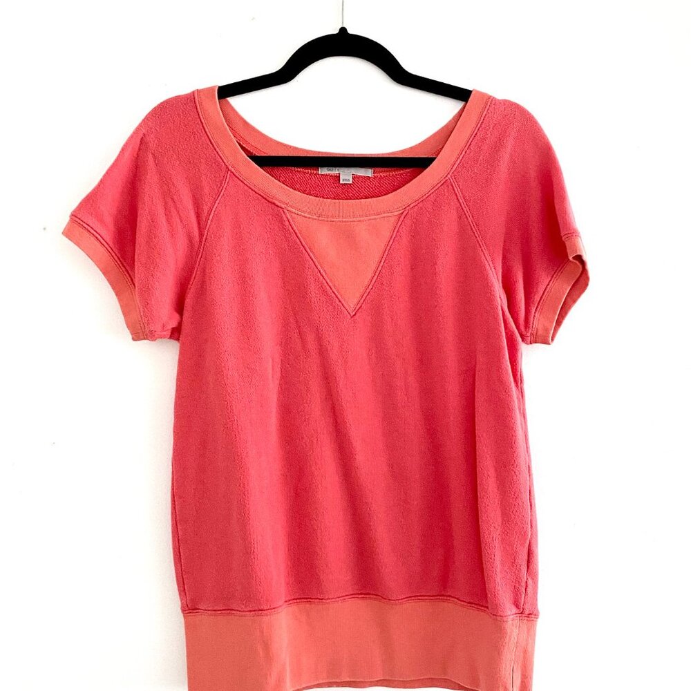 Gap Short-Sleeve Sweatshirt Top in Colorful Coral